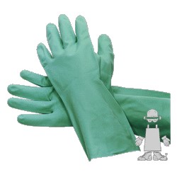 Green Nitrile Glove Flock Lined Large