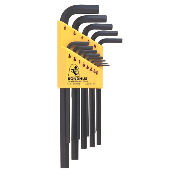 Set of 7 Bondhus 25445 Hex L-Wrenches with 12-Inch Long Arm