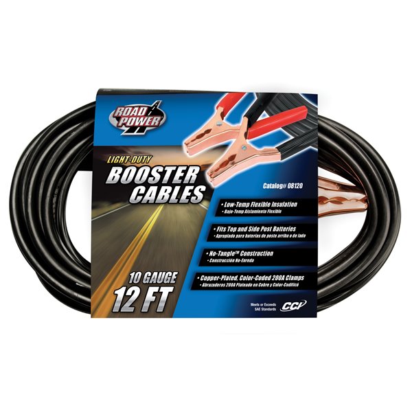 10-Gauge Coleman Cable 08120 12-Feet Light-Duty Booster Cables