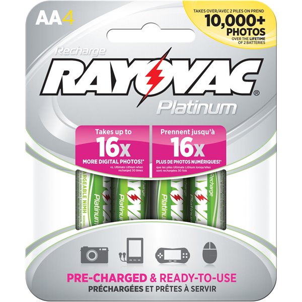 RAYOVAC PL715-4 GENB AA Rechargeable Batteries Pack of 4 
