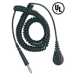 12' Black Coil Cord, 4mm w/Banana Plug