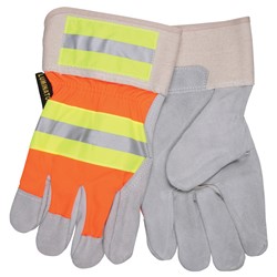 Reflective Leather Palm Glove Large