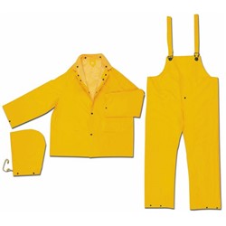 PVC/ Poly 3 Pc Yellow Rainsuit Medium