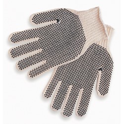 7 Gauge White String Glove w/PVC Dots -L