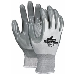 Gray Nitrile Coated Palm Glove Large