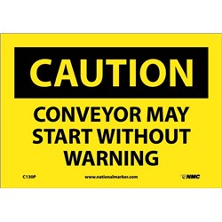 Caution Conveyor May Start Warning Sign