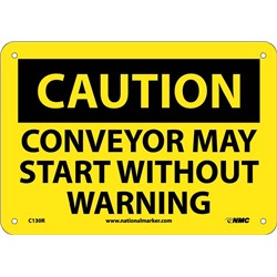 Caution Conveyor May Start Warning Sign