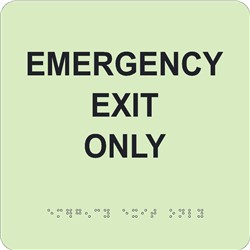 Glow Emergency Exit Only Braille Sign