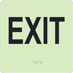 Glow Exit Braille Sign