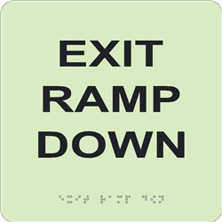 Glow Exit Ramp Down Braille Sign