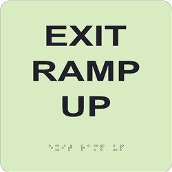 Glow Exit Ramp Up Braille Sign