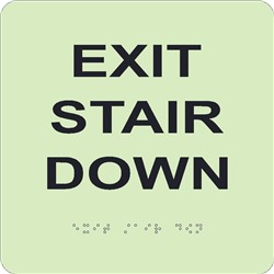 Glow Exit Stair Down Braille Sign