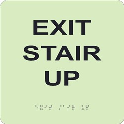 Glow Exit Stair Up Braille Sign