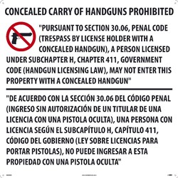 Texas Concealed Handgun Law Sign