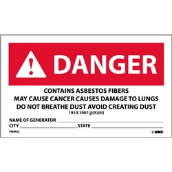 Contains Asbestos Fibers Generator Label