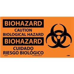Biohazard Caution Bilingual Sign 10"x18"
