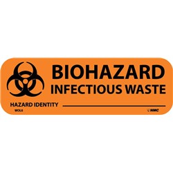 Biohazard-Infectious Waste Label 1" x 3"
