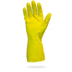 Yellow Latex Glove Flock Lined Small