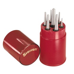 7 Pc Center Punch Set in Red Plastic Box